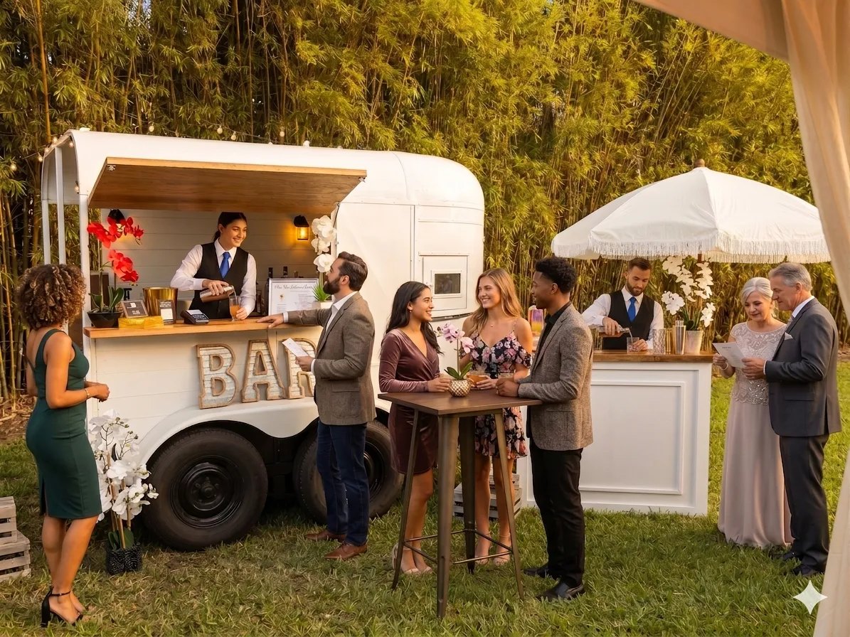Chris Goodnoe's mobile bar setup serving guests at a Central Florida event